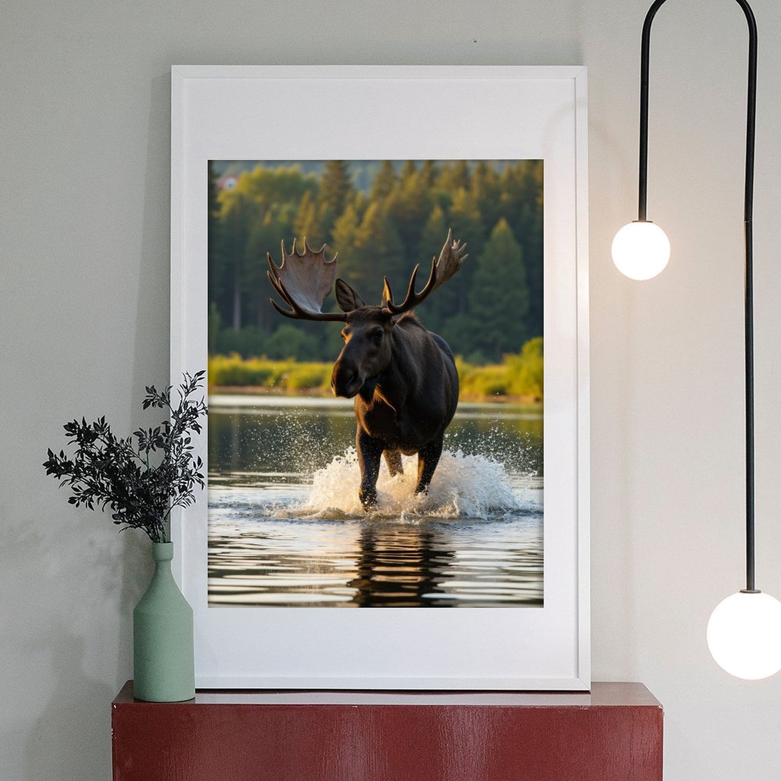 Diamond Art Kits for Adults - 5d Moose Splashes Forest Lake Serenity Diamond Painting for Adults, Diamond Art for Adults Beginners, Diamond Painting Kits for Adults for Home Wall Decor
