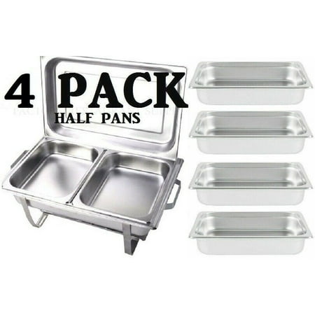 

HALF INSERTS ONLY 4 PACK 2 1/2 Deep Stainless Steel Chafing Dish Chafer Pan