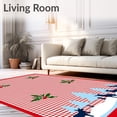 thumbnail image 2 of ODIKA 5'x7' Machine Washable Non-Slip Area Rug, North Pole Gingham Forest Animal Celebration High Traffic Rug with Pad, Red, 732911, 2 of 8