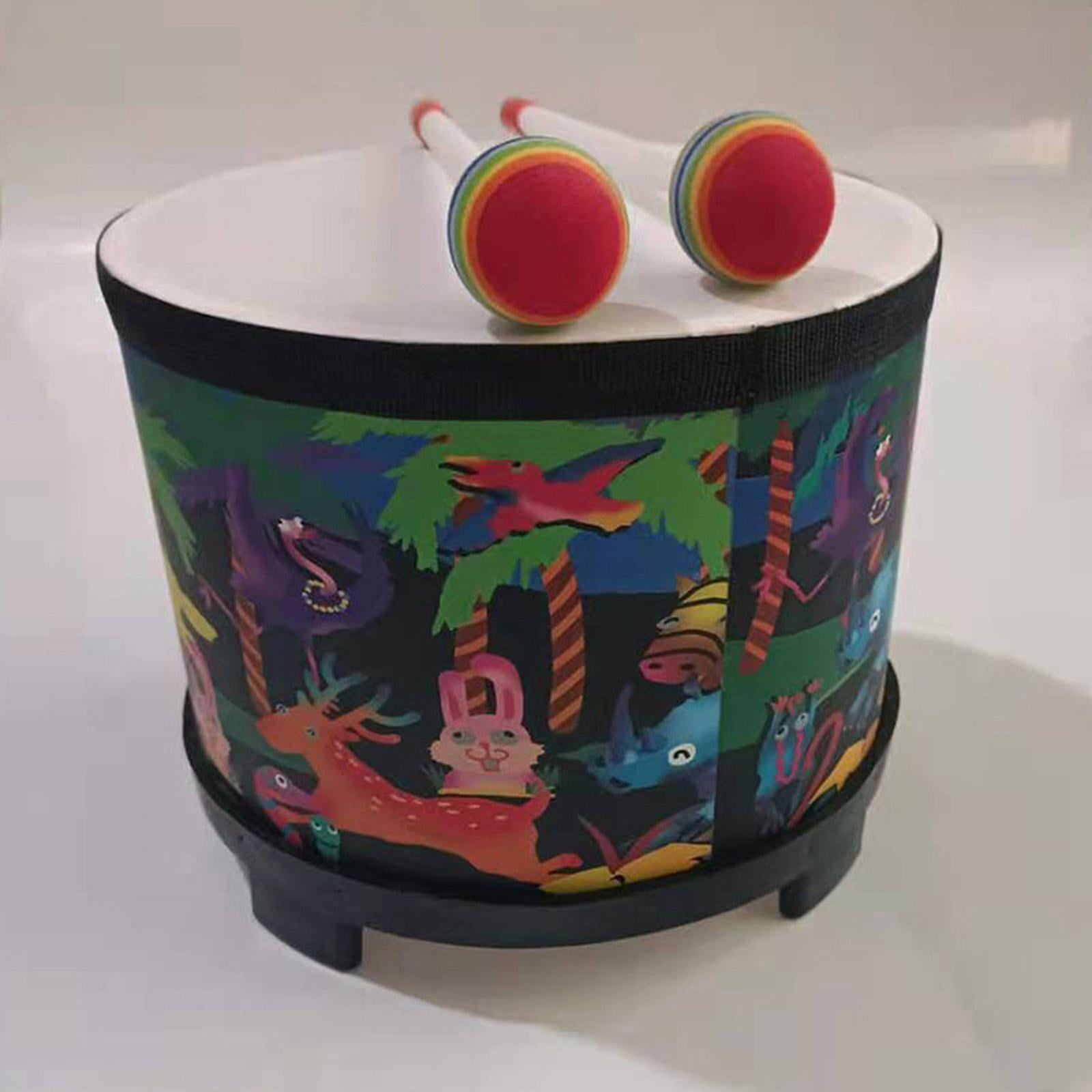 Kokiya Floor Tom Drum Kids Drum Toy 9.92inch Wood Bongo Drum for Holiday Toy Kids