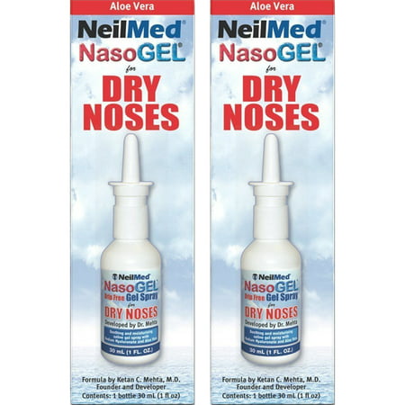 2 Pack - NeilMed NasoGEL For Dry Noses, Drip Free Gel Spray 1 fl oz Bottle