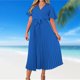 thumbnail image 3 of Vestido de mujer A Line Elegante vestido largo con cuello en V para cóctel de boda (Azul S) FLhrweasw Para estrenar, 3 of 8