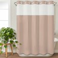 thumbnail image 3 of Warm Beige No Hook Shower Curtain Waterproof, Bathroom Curtains with Snap in Liners and See Through Top Window, Solid Color Farmhouse Beige Hotel Style Bathtub Curtains Shower 72"Wx96"L, 3 of 8
