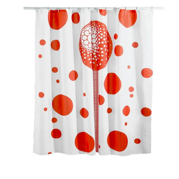 Polyester Shower Curtain Orange Dots, How To Shower Without Curtain