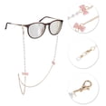 thumbnail image 3 of Unique Bargains 1 Pcs Mask Lanyard Eyeglasses Chain Bowknot Pearl Eyeglass Chain 27.56" Pink Gold Tone, 3 of 5