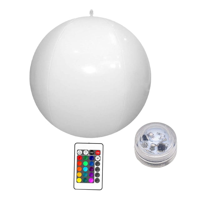 Pelota de playa inflable de 40cm con 16 modos de luz, juguete de piscina impermeable, juego acuático de verano para piscinas, jardín y verano