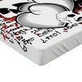 thumbnail image 2 of Ambesonne Tattoo Fitted Sheet, Skull Eagle Love Hearts, Twin XL Size, Black White and Red, 2 of 3