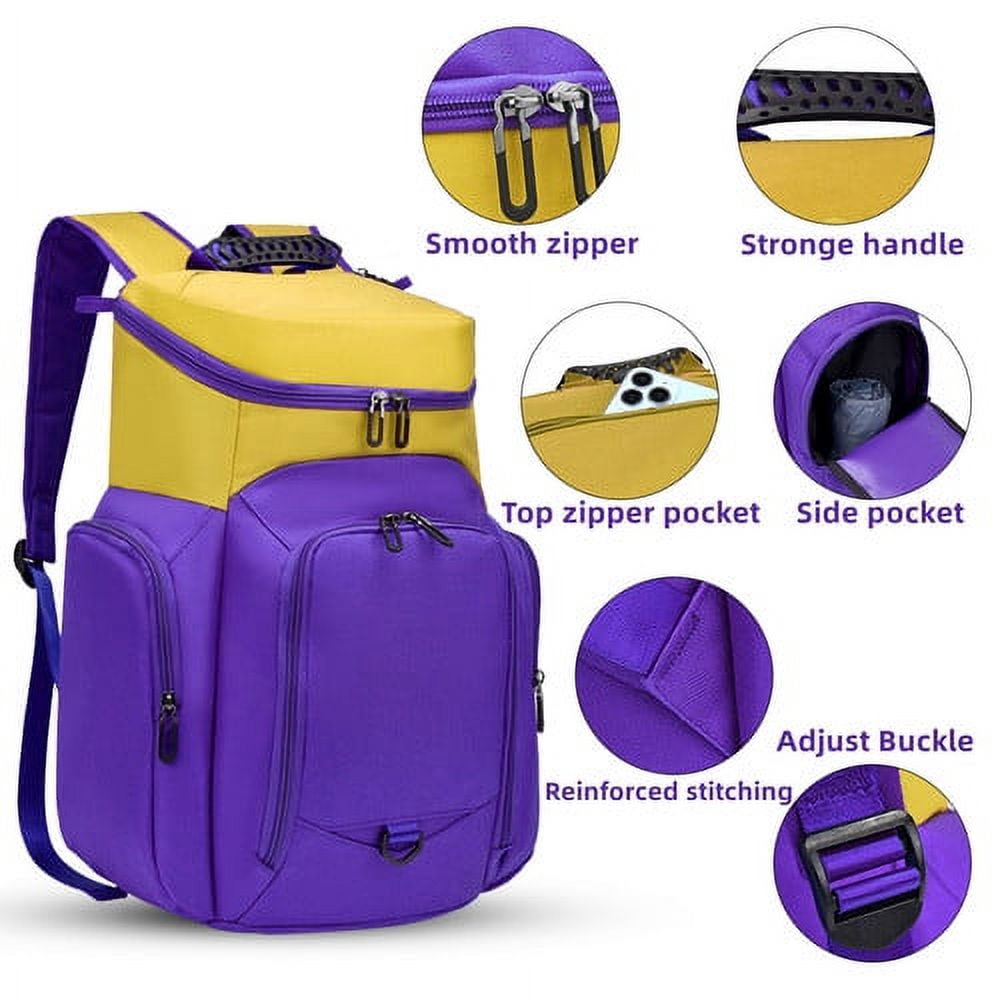Sports Bag for Basketball, Soccer & More Basketball Backpack with Ball Holder & Shoes Compartment
