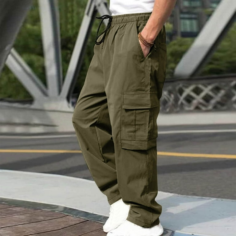 Cargo Pants for Men Fashion Cargo Casual Solid Loose Sport Pockets Long  Pants Trousers