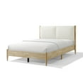 thumbnail image 3 of Christopher Knight Home Wood Queen Bed Frame with White Upholstered Headboard, No Box Spring, Natural, 3 of 10