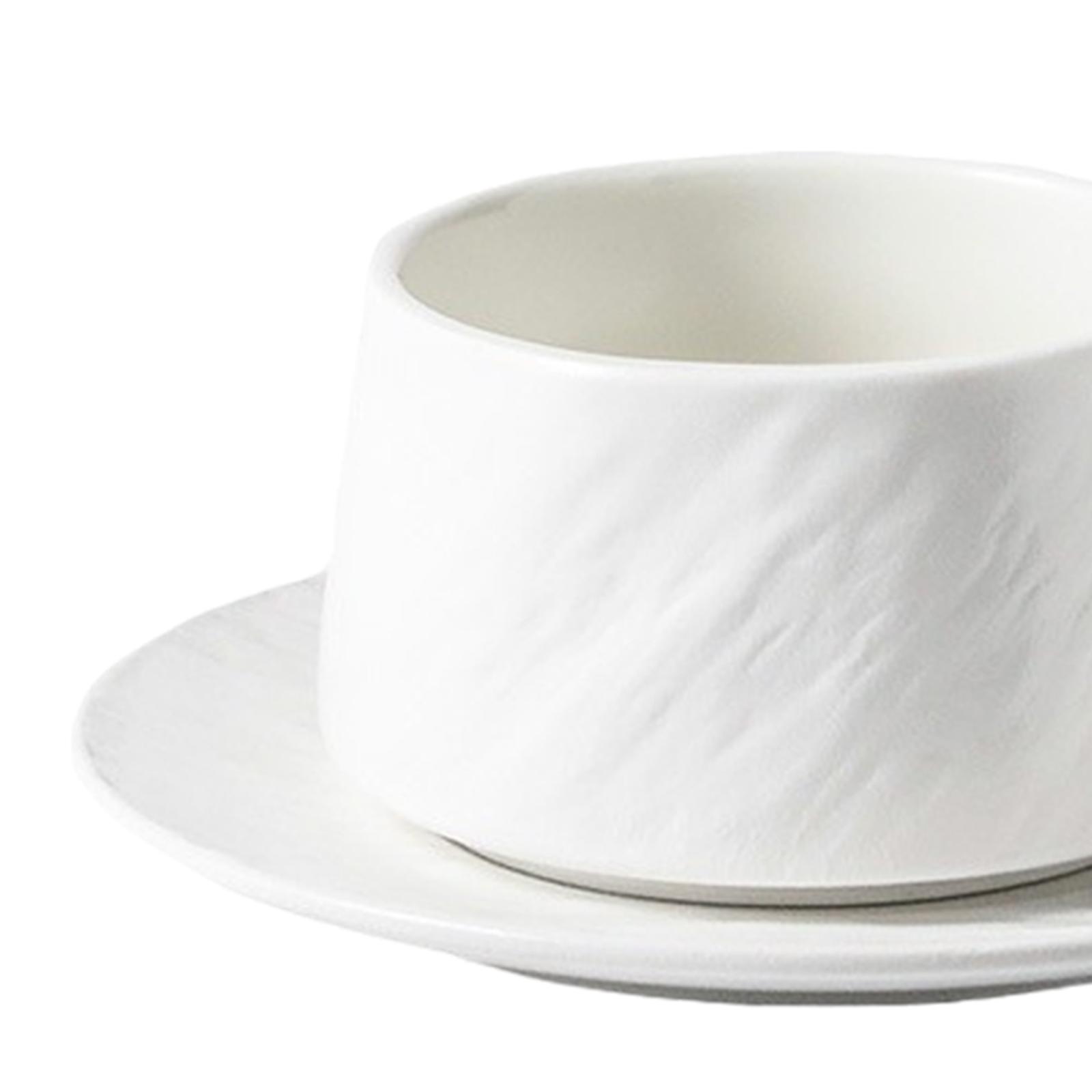 Fiocias Cappuccino Cups with Saucer, Espresso Latte Cup, Creative Unique Porcelain Cups, white