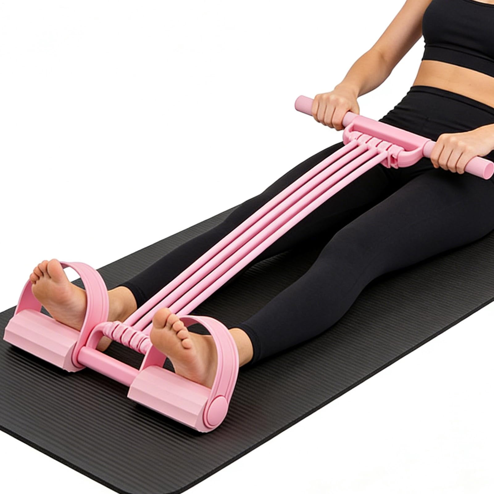 Pedal Resistance Band - Elastic Abdominal Trainer | Sit-Up Training Equipment, Bodybuilding Expander with Handles, Exercise Rope Pedal for Men Women Boys Girls Youth Teens Abdomen Waist Arm Leg