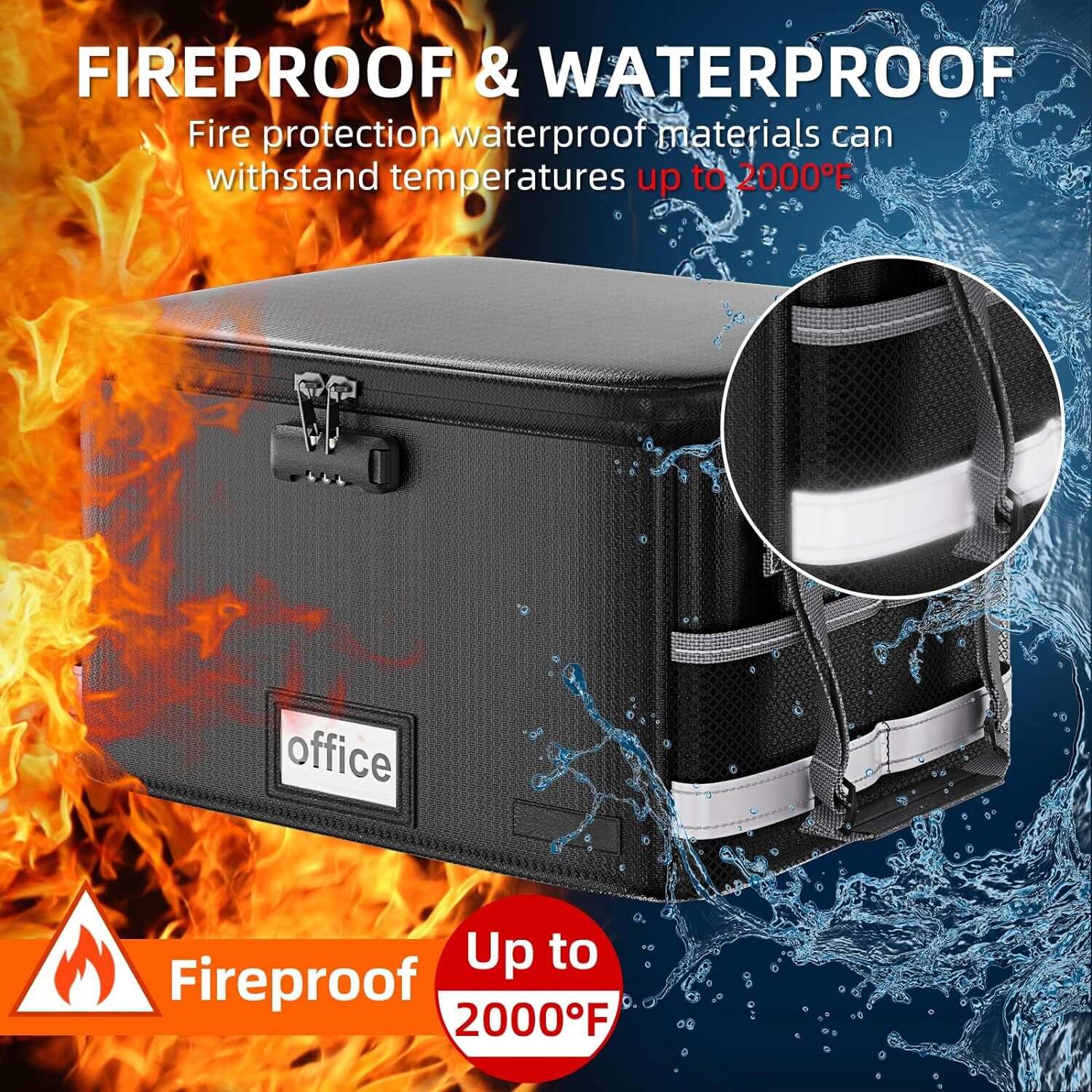 Gijjgole Fireproof File Organizer Box with Lock and Handle photo 2