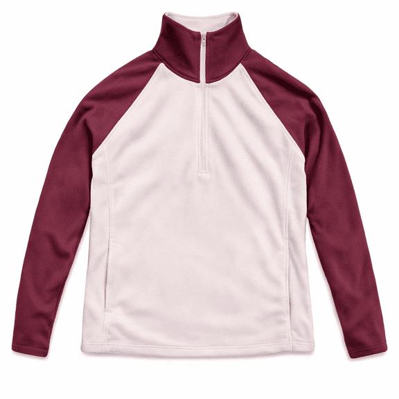 Columbia Women’s Half-Zip Fleece Pullover, Two-Tone Lightweight Soft Fleece Top - Light Pink / Dark Mauve - Medium