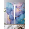 thumbnail image 3 of Modern Water Ripples Sheer Curtains 96 Inches Long 2 Panels Gold Blue Marble Texture Light Filtering Semi Sheer Window Curtains Drapes for Bedroom Living Room 52"x96", 3 of 7