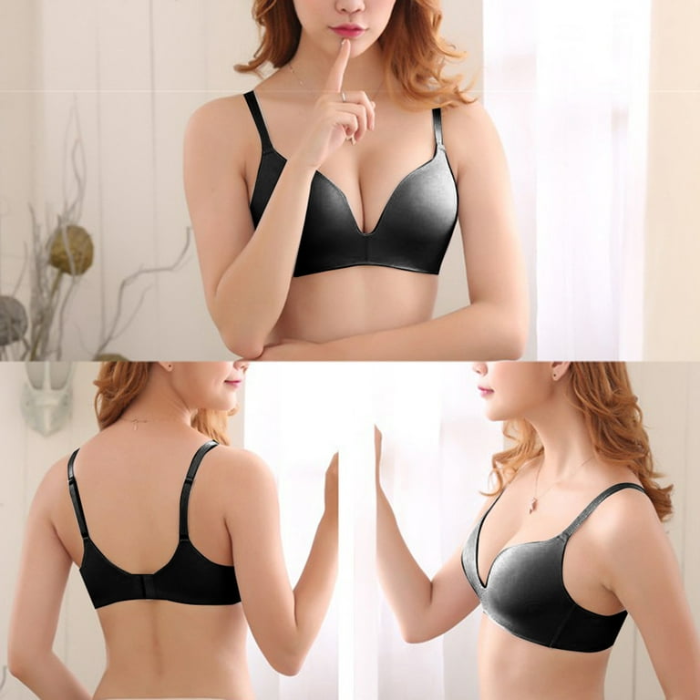 HEVIRGO Student Girl Ultra-Thin Solid Color Push Up Bra Seamless Underwear  Bralette,Skin Color 32A 