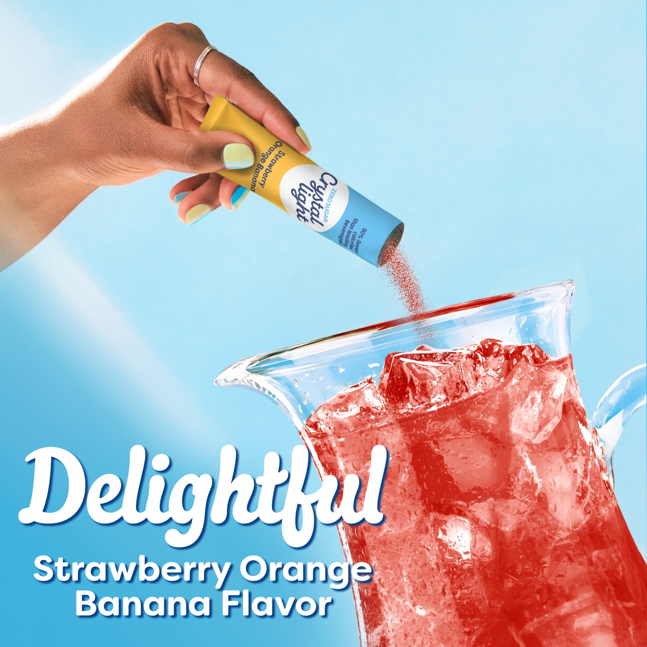 Crystal Light Drink Mix, 6 Pitcher Packets, for Flavorful Hydration and Shareable Refreshment, Strawberry Orange Banana artificial flavor, Zero Sugar, Low Calorie, 2.4 oz