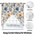 thumbnail image 3 of Abstract Flower Swag Curtain Valance for Windows, Vintage Blue Yellow Floral Window Treatments Short Swag Topper for Kitchen Windows Bathroom Bedroom, 36"x45", 3 of 8