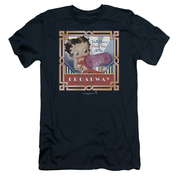 Betty Boop On Broadway S/S Adult 30/1 T-Shirt Navy