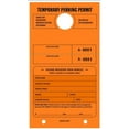 thumbnail image 1 of Temporary Parking Permit - Mirror Hang Tags, Numbered with Tear-Off Stub, 7-3/4" x 4-1/4", Bright Fluorescent Orange - Pack of 50 Tags (0551-0600), 1 of 1