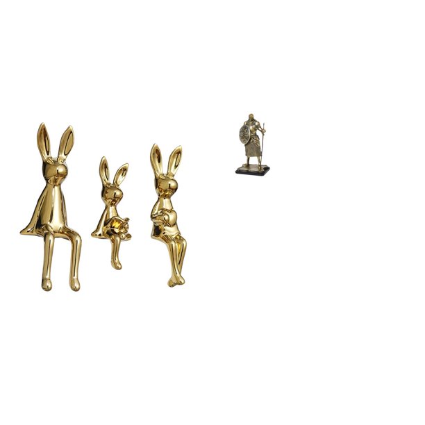 Figura decorativa de conejo sentado, estatua de caballero en miniatura, de resina y cerámica, ideal para escritorio, decoración del hogar o la oficina
