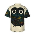 thumbnail image 3 of Picia Owl with Mandala Gentle Cotton Regular Fit Short Sleeve Casual Hawaiian Shirt for Men-3X-Large, 3 of 9