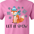 thumbnail image 4 of Inktastic Let it Snow Cute Orange Fox in Hat and Scarf T-Shirt, 4 of 5