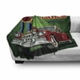 thumbnail image 3 of Las Vegas Soft Flannel Fleece Blanket, Welcome Sign to Nevada with Retro Car and Roulette Table on Palm Tree Silhouettes, Cozy Plush for Indoor and Outdoor Use, 60" x 80", Multicolor, by Ambesonne, 3 of 6
