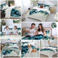 thumbnail image 5 of Queen 4 Piece Bedding Set Peacock Feather Blue Gradient Soft Breathable Duvet Cover and Pillowcase, Minimalist Style Duvet Cover Set Bed Sheets for Bedroom Dormitory Guest Room, 5 of 9