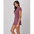 thumbnail image 4 of Hanes Originals SuperSoft Comfywear Women’s Ribbed Babydoll Tee & Shorts Pajama Set - Soft Loungewear Mauve Mood/Mauve Mood XL, 4 of 6
