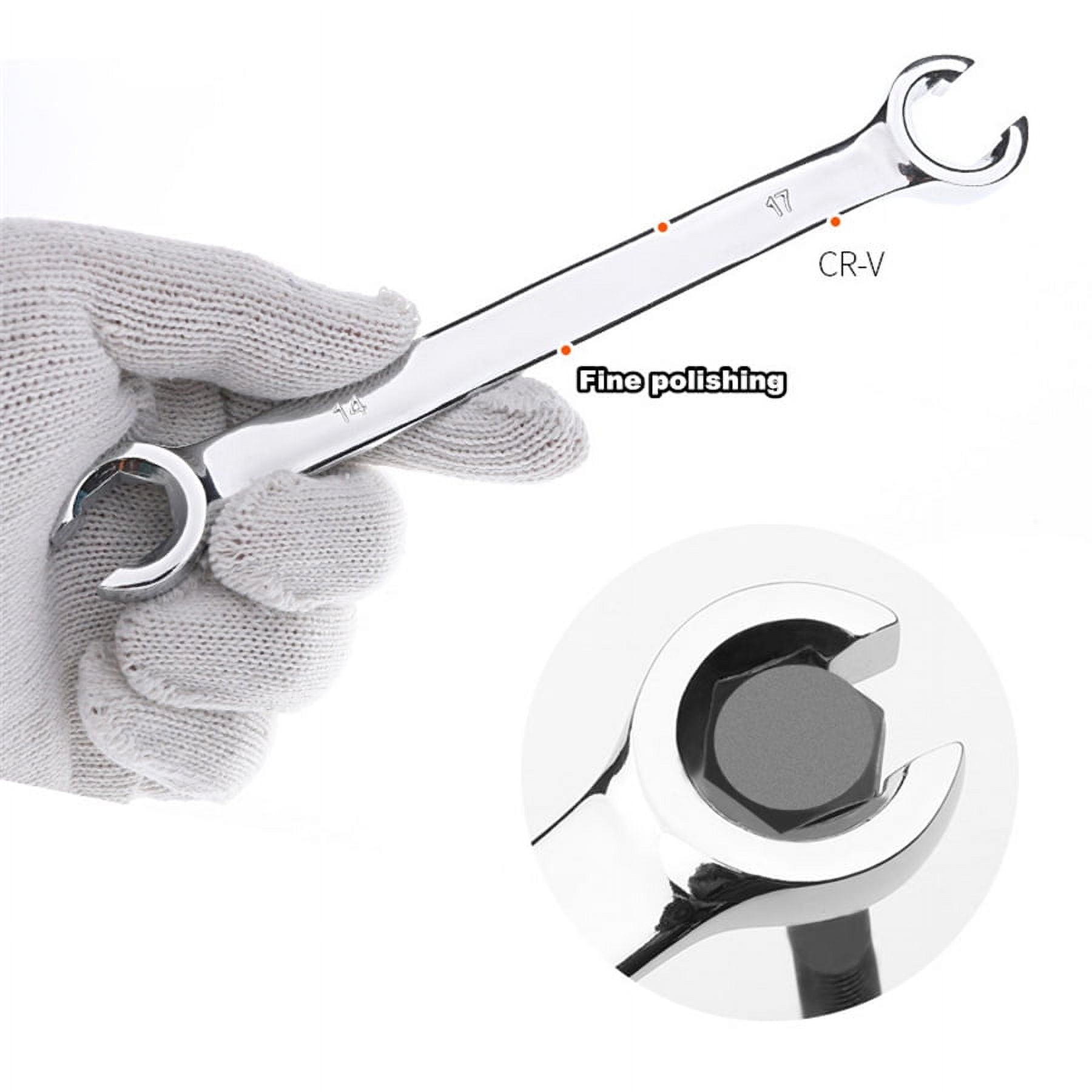 6Pcs 6 Point Chrome Vanadium Steel Metric Flared Nut Spanner Wrench Set 6mm-19mm
