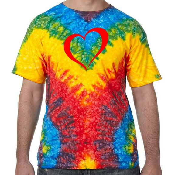 Red Heart Outline Psychedelic Tie Dye Tee Shirt - Woodstock, Extra Small Kids (2-4)