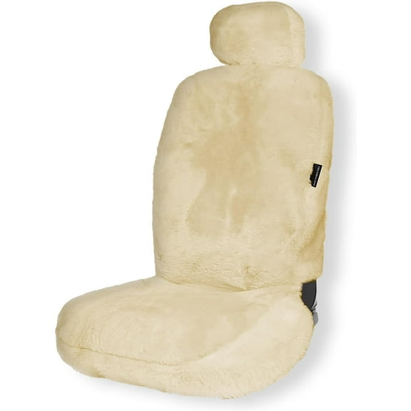 Zone Tech Car Seat Covers - Tan Sheepskin Winter Wool Seat Cover Auto Accessories for All Season, Include Front & Rear Seat Cover (Tan, 1- Pack)