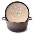 thumbnail image 4 of BergHOFF Neo 3pc Cast Iron Cookware Set, Fry Pan & Round Dutch Oven, Oyster, 4 of 7
