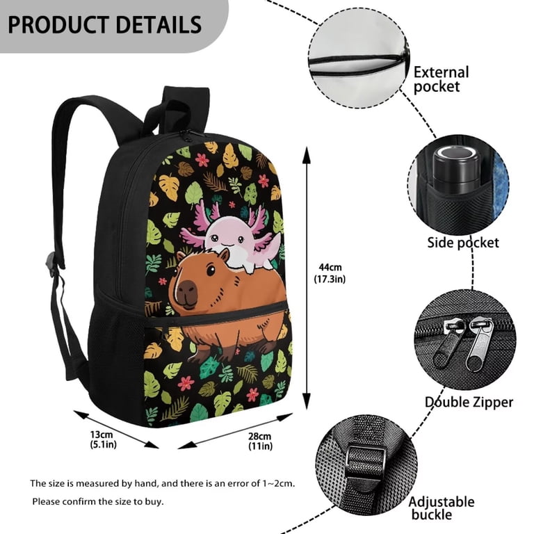 6 in kids backpack Yuyamidu Cute Axolotl Backpack for Girls 6-8 Capybara Primary School  Bookbag Kids Book Bag Children School Bags Student Backpacks Teen Kids  Shoulder Bag with Front Pocket