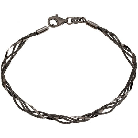 Brinley Co. Women's Sterling Silver Wire Twist Bangle Bracelet, 7, Rhodium