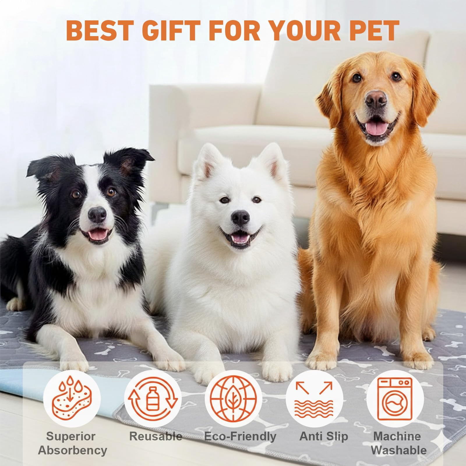 Puppy Pads with Pheromones,Washable Pee Pads for Dogs,Reusable Pee Pads for Dogs,Waterproof and Leak-Proof,Non-Slip Base Training Pads Suitable for Home,Travel and Dog Crates