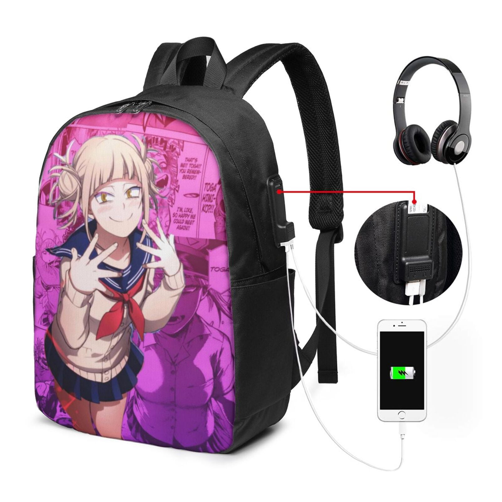My Hero Academia Himiko Toga 17 Inch Travel Backpack Casual Laptop