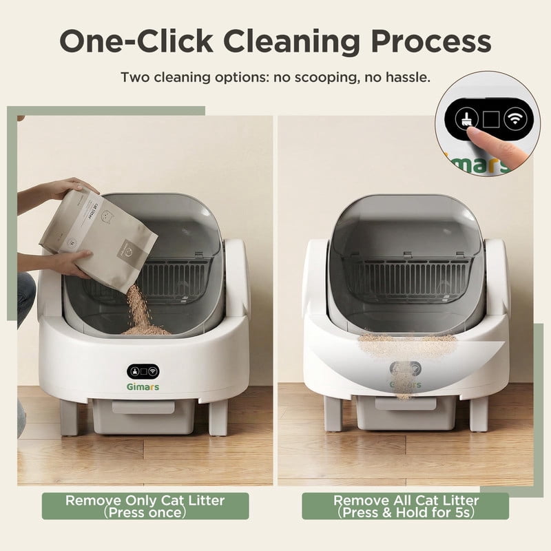 Gimars Self Cleaning Cat Litter Box, Open-Top, Large Capacity, Safety Sensors, For Multi Cats