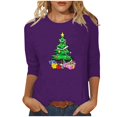 thumbnail image 2 of Friday Savings Clearance Aueoeo Merry Bright Sweatshirts Women Christmas Graphic Print Long Sleeve Crewneck Shirts Casual Blouse Purple X-Large, 2 of 5