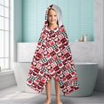 thumbnail image 6 of Red and Black Christmas Love Pattern Hooded Bath Towel，60"x35" for Ages 3 To 12 Kids, Quick Dry Lightweight Soft Microfiber Hood Beach Towel Cover Up for Kids, 6 of 7