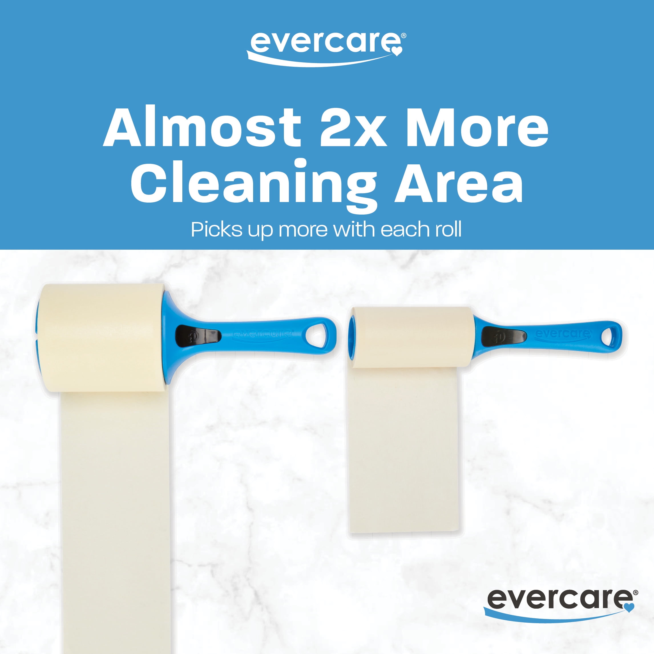 Evercare Jumbo Lint Roller – 60 Sheets per Roll, Refillable, Super Sticky, All‑Purpose Adhesive, X-Large Sheets, Pets, Clothing, Furniture, Crafts