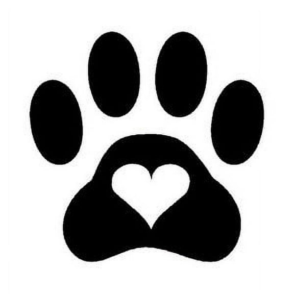Castle Peak Graphics Dog Paw Heart 5.5" x 5.5" Vinyl Decal Sticker, Black