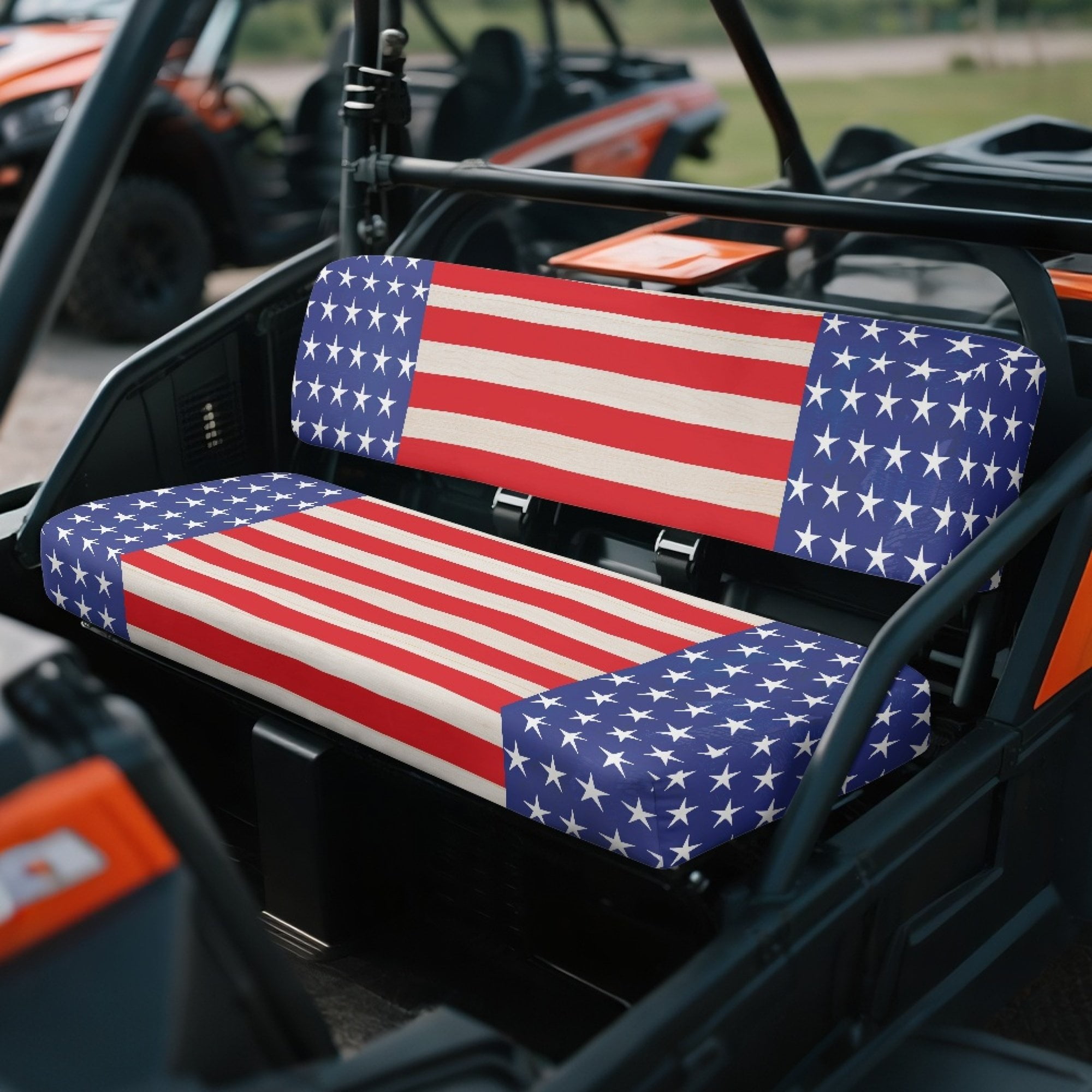 ZIATUBLES UTV Seat Covers 2 Pack, American Flag Print Waterproof Front Bench Seat Protectors Compatible with Kawasaki Mule 3000 4000, Fade Wear Resistant UTV Decor Accessory Part