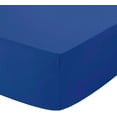 thumbnail image 2 of 100% Cotton Top Split King Fitted Sheet for Adjustable beds, 300 TC 16" Deep Pocket 1 PC Half Split Fitted Sheet Only, Split Down 34 inches from The Top-Royal Blue Solid-Split King Size, 2 of 5