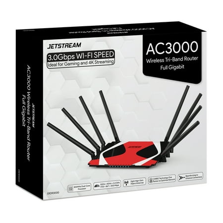 Jetstream AC3000 Tri-Band WiFi Gaming Router with 1GB RAM and 800 MHz Dual-Core Processing - Walmart (Best Cheap Router For Gaming)