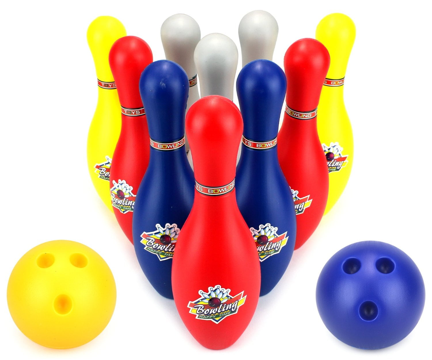 Super Sport Children's Big 12 Piece Toy Bowling Set w/ 10 Pins, 2 Bowling Balls - Walmart.com
