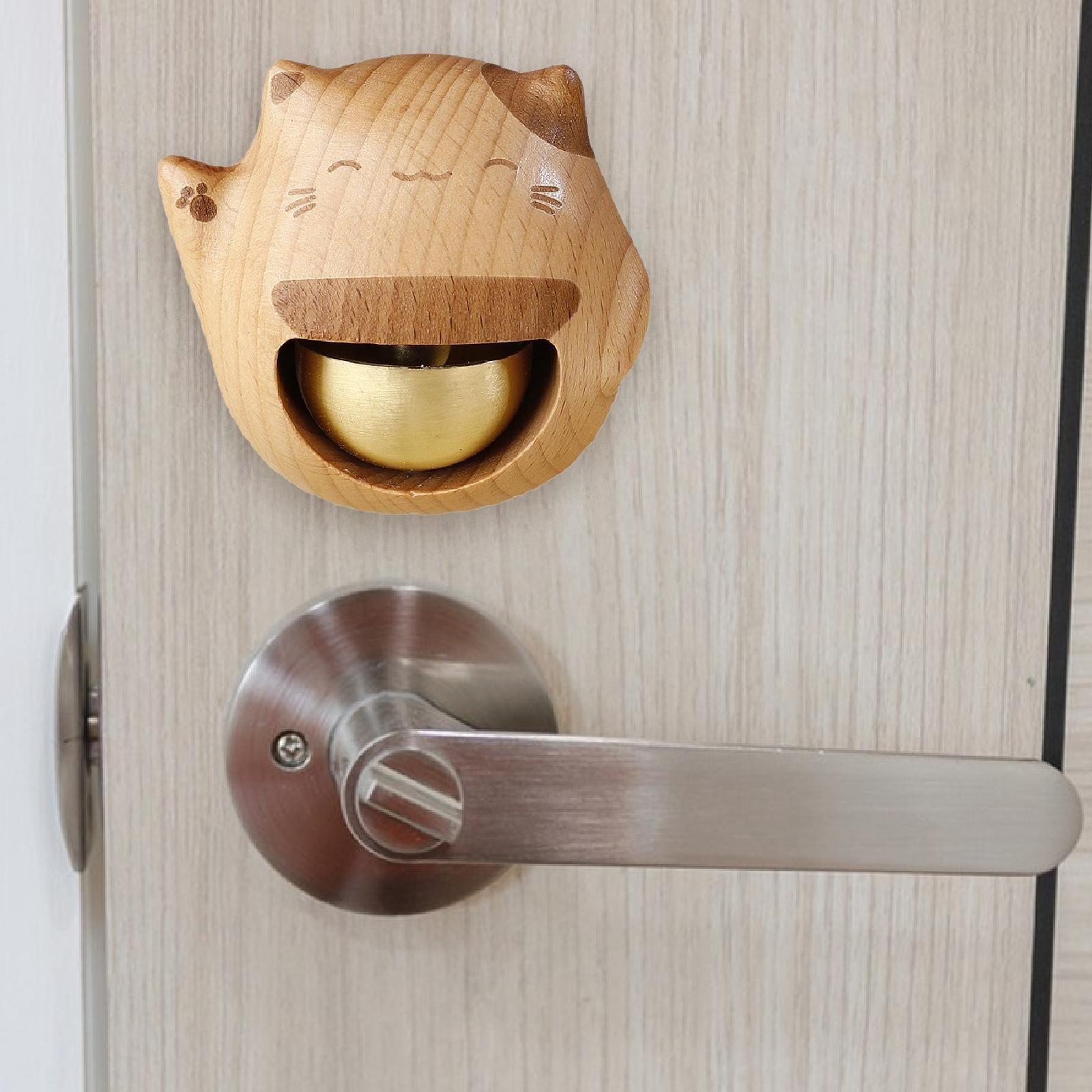 Esquirla Cat Door Bell Shopkeepers Bell Portable Gift Creative Welcome Door Chime Wooden Door Bell for Entrance Office Restaurant Home