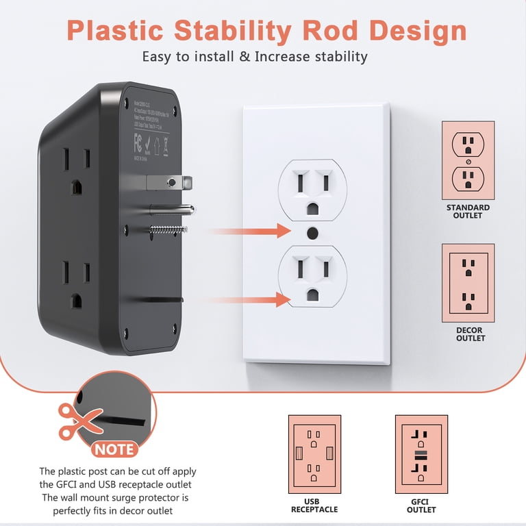 JcBlaon Multi Plug Surge Protector with 4 USB Ports photo 2