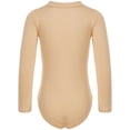 thumbnail image 2 of TSSOE Kids Girls Fleece Long Sleeve Nude Leotard for Gymnastics Ballet Dance Bodysuits Unitard Mock Neck 110, 2 of 7